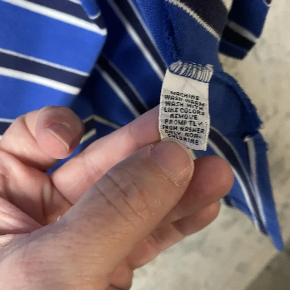 Polo by Ralph‎ Lauren Men's XL  Polo Shirt Blue W White Striped Collared SS